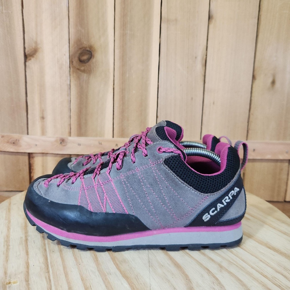Scarpa Crux Approach Shoes Womens 5.5 Gray Suede Hiking Trail Sneakers Climbing